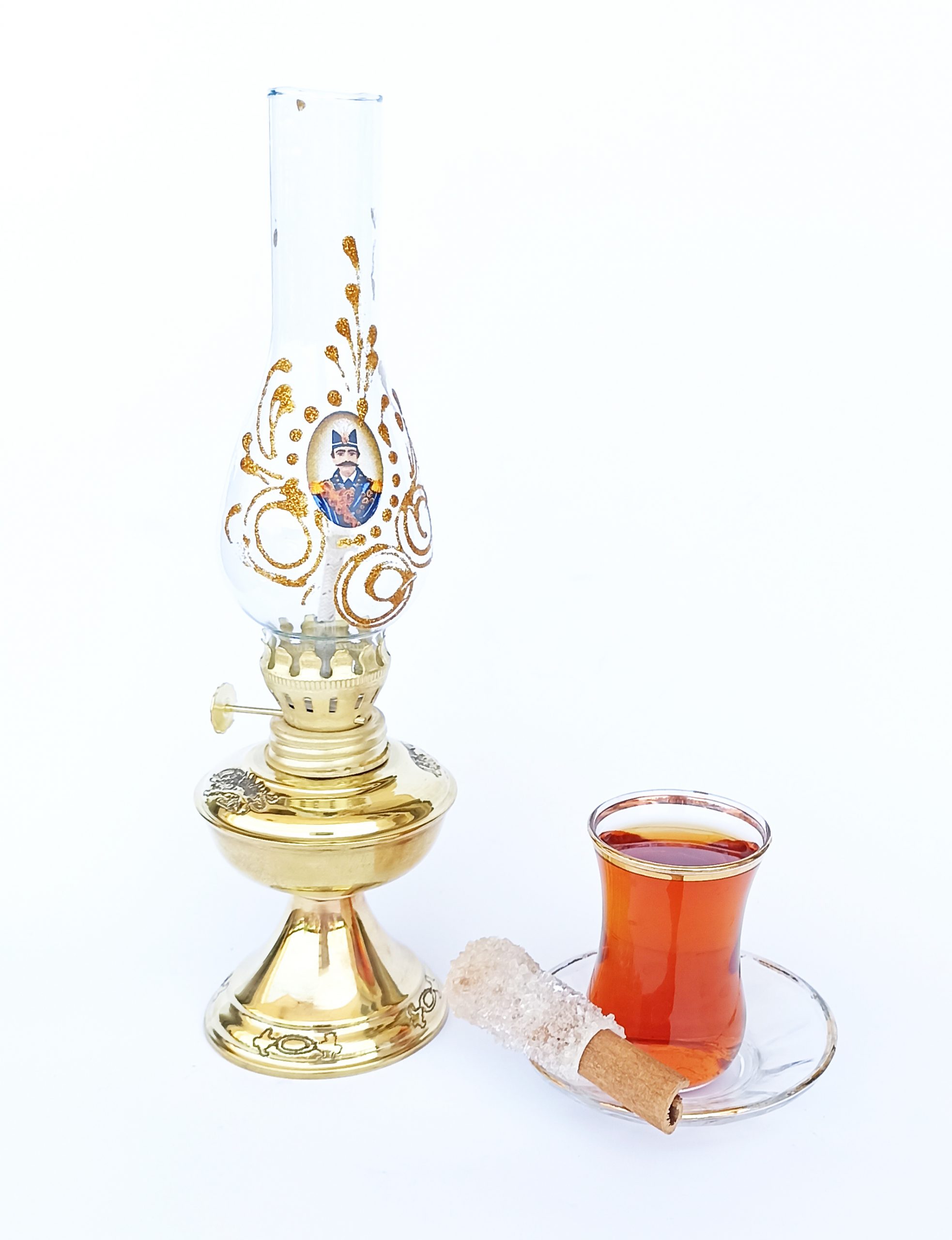 چراغ گرد سوز دکوری طلایی